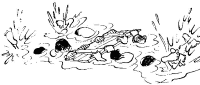 A coloring page of games and activities